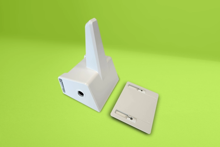 White plastic housings injection molded – custom manufacturing by Plastic Age in Quebec